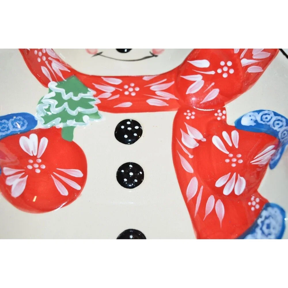 TempTations‎ Tara Winter Whimsy Chip Bowl Baking Dish Snowman Christmas Frosty